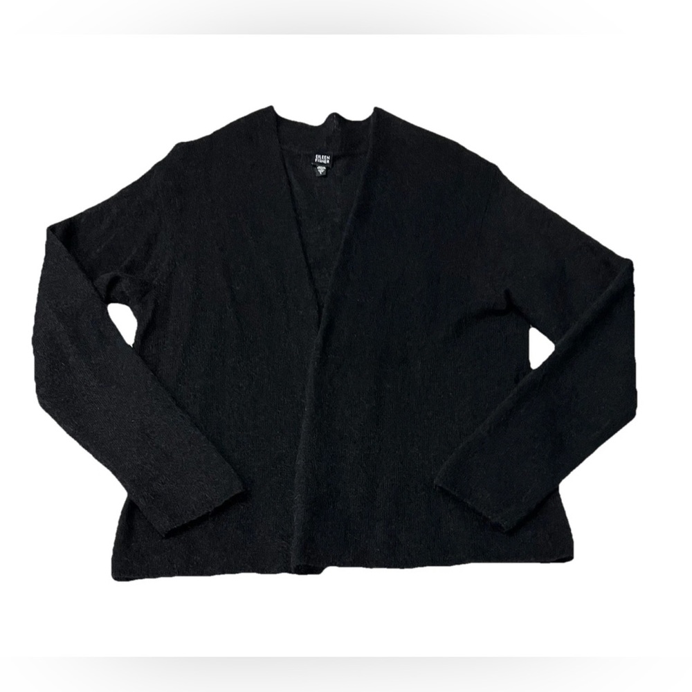 Eileen Fisher Cardigan Wool Mohair Nylon Open Front Long Sleeve Sweater Size L